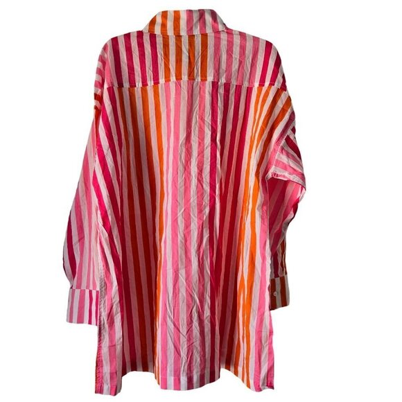 Beach Riot NWT Alexis Button Down Top Sunset Stripes Size PL - Picture 3 of 8